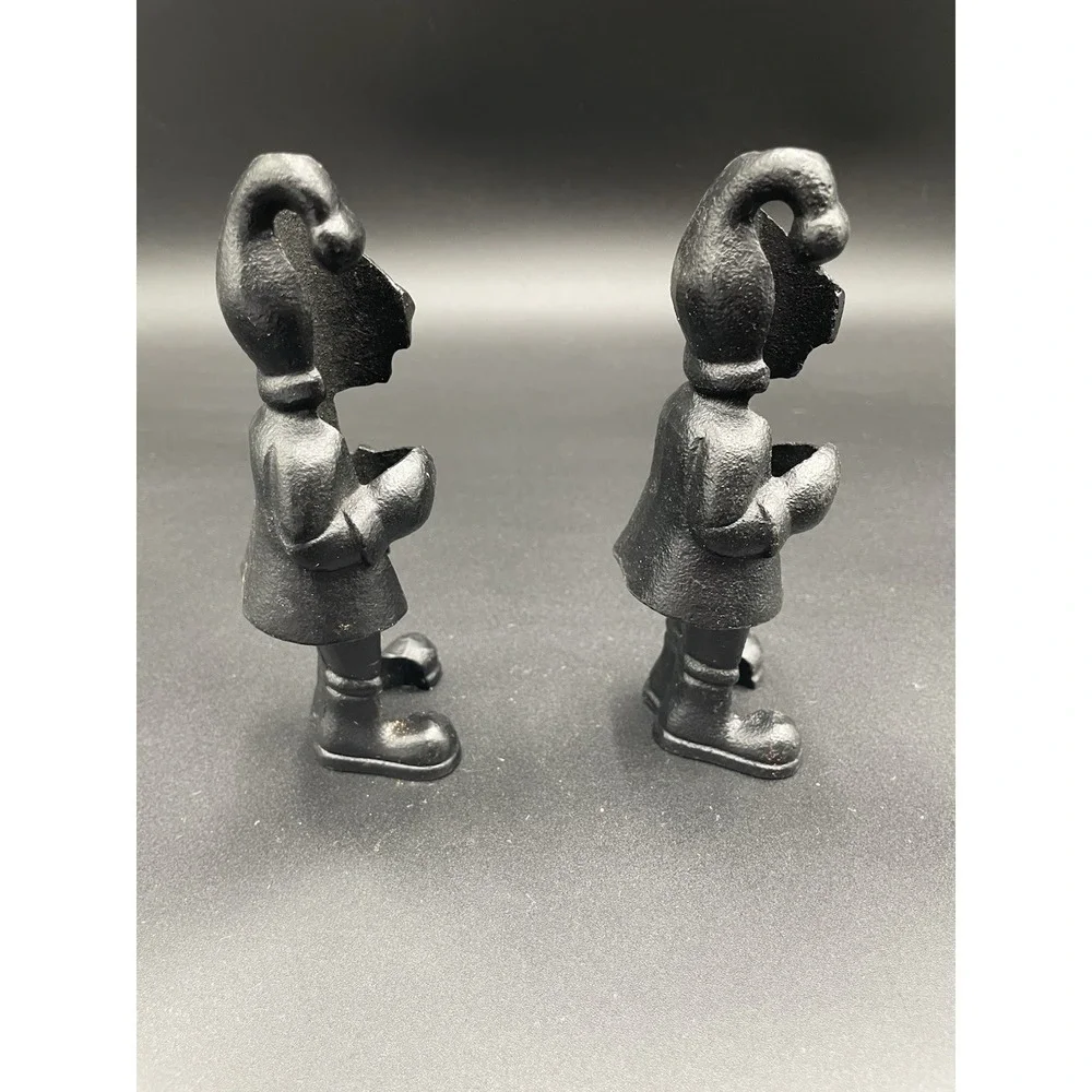 Crate & Barrel Cast Iron Metal Gnome Candleholders